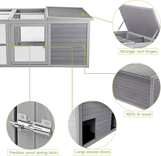 GUTINNEEN Rabbit Hutch Indoor, Bunny Cage Outdoor, Small Animal House with Large Run