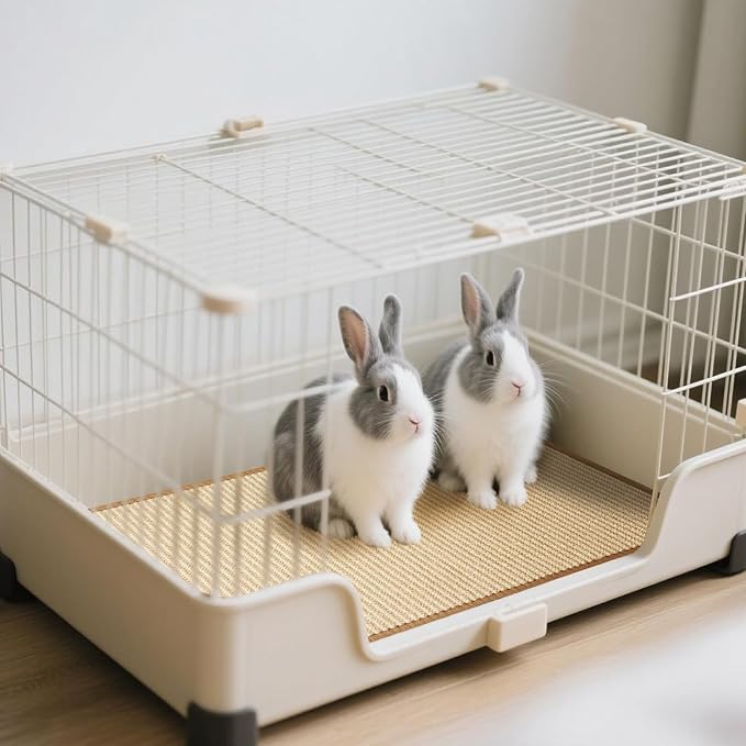 Rabbit Scratcher Mats, 2 Sizes (16x12 & 24x16 Inch), Natural Sisal Bunny Pads for Claws, Chewing & Nesting, Pet Cage Bedding for Rabbits & Small Animals