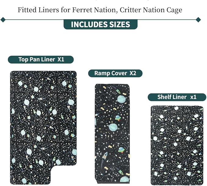 YKD Ferret Cage Liners for Ferret Nation & Critter Nation Cages, Waterproof Chinchilla Cage Accessories, Washable Bedding, for Ferrets, Chinchillas, Rats, Fancy Rat & Small Furry Pet (Top Pan Set)