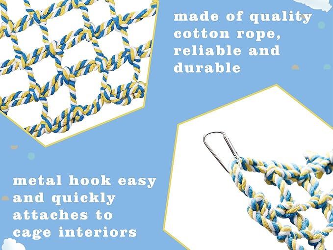 Colorful Bird Rope Net, Pet Hanging Hammock, Ladder Bridge, Small Animal Toy, Cage Decor Accessories for Rat Hamster Bird Ferret