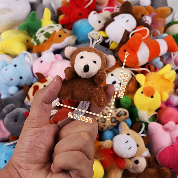 56 Pack Mini Plush Animals Toys Bulk, Small Stuffed Ocean Animal Toy Set, Keychain Decoration for Claw Machine, Birthday Party Favor, Goodie Bag Fillers, Valentines Classroom Prize Box, School Reward