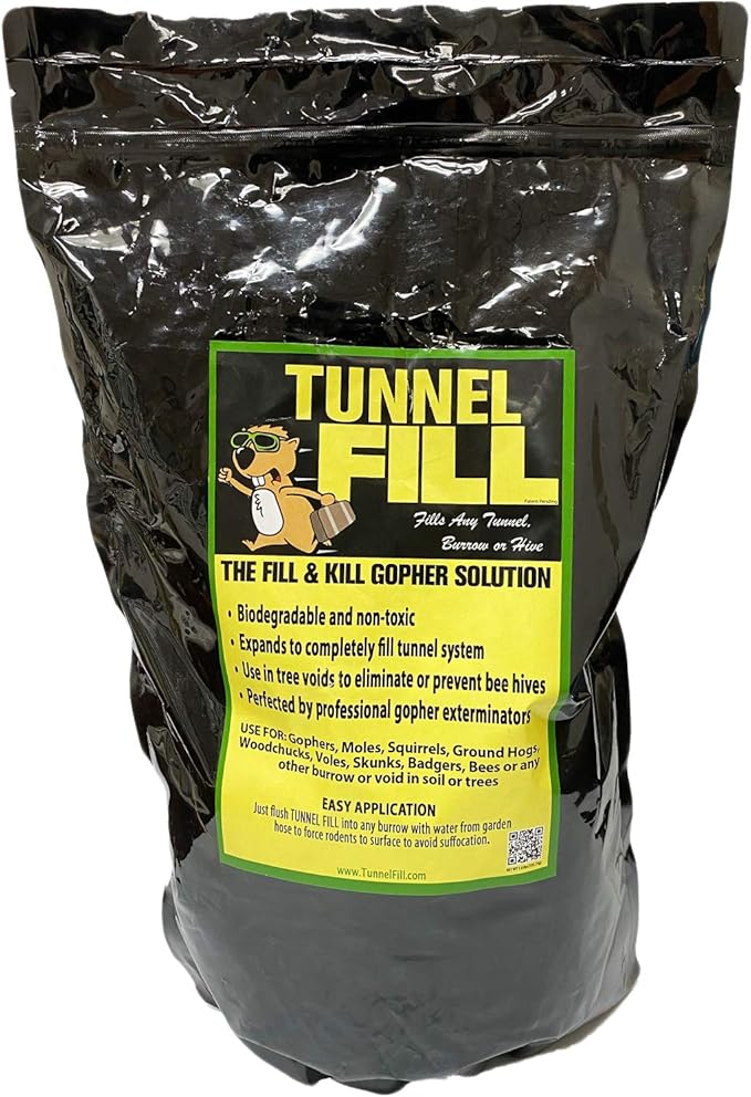Evicts Gopher & Moles | Expanding Spiced Tunnel Fill – Tube Expands to Fill 200 Linear Feet. Family & Pet Safe.