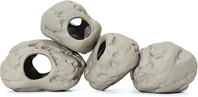 ALEGI Aquarium Rock Cave Decor for Shrimp Cichlid Hiding Breeding (Set 4)
