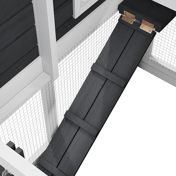 Bunny Cage Premium Rabbit Hutch with Leak-Proof Roof, 2-Story Bunny House for Guinea Pigs & Hamster,Wooden Chicken House with Deep Pull-Out Tray, Waterproof Chicken Coop for Outside
