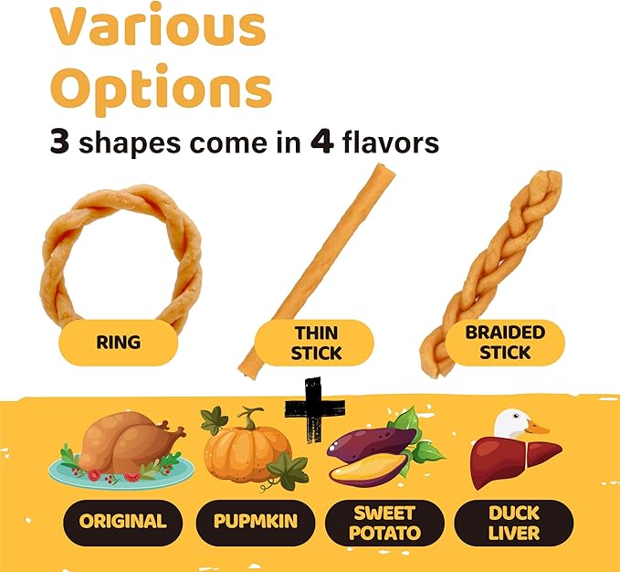 iPaw Turkey Dog Treats, All Natural Human Grade Dog Treat, Suitable for Training chew, US Sourced Raw Material, Hypoallergenic, Rawhide Alternative,Braided Stick (Sweet Potato)