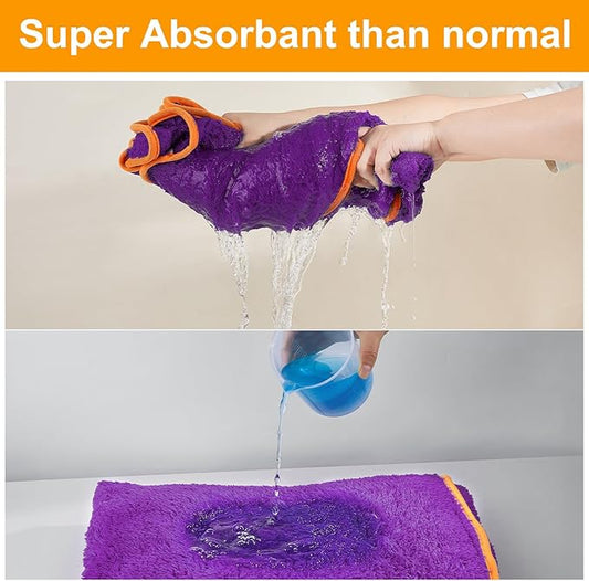 Bienbee Dog Bathrobe, Quick Drying Super Absorbent Dog Robes for After Bath, Warm Keeping Dogs Towel, Dogs Bath Supplies, Dark Purple S