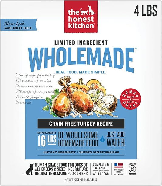 The Honest Kitchen Dehydrated Limited Ingredient Turkey Dog Food, 4 lb Box