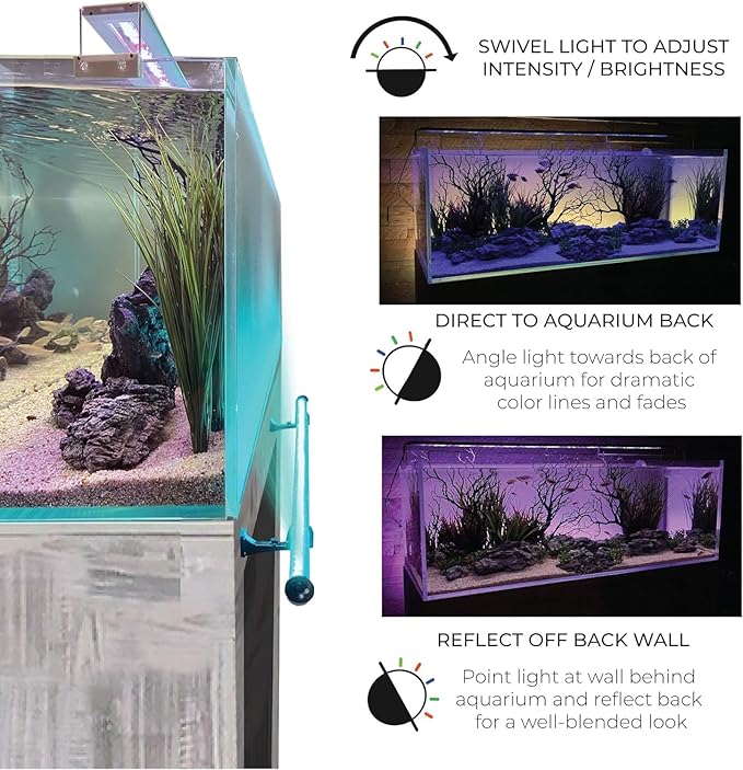 ColorCast Aquarium Background LED Light Kit with Frosted Background Film | Smartphone and Voice Control | 24/7 Timers | Alexa and Google Home | for Aquariums, Terrariums and Vivariums | 32"-48"