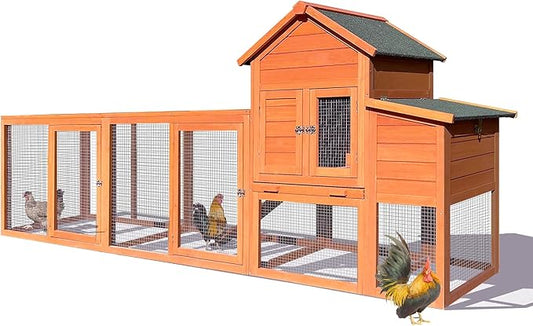 122" Large Chicken Coop with Nest Box and Removable Tray, Hen House for 2-6 Chickens, Outdoor Weatherproof Small Animal Cages