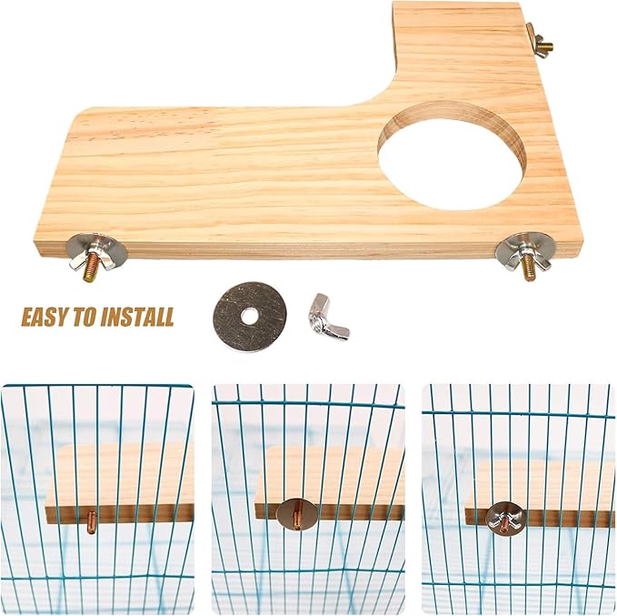 Squirrel Gerbil Chinchilla and Dwarf Hamster L-Shaped Pedal Wooden Platform, 3 Pieces of Natural Wooden Parrot HamsterStanding and Jumping Board,for Rat Activity Chinchilla Bird Cage Accessories (H01)