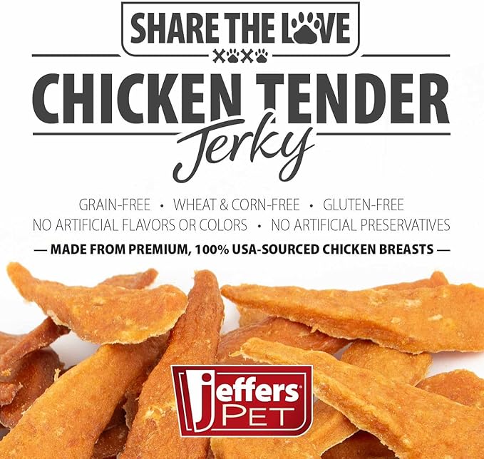 Jeffers Pet Chicken Jerky Dog Treats 24 oz – Chicken Breast Tenders for Small & Large Dogs, Natural High Protein Grain Free Snacks for Training or Chewing, Limited Ingredient Soft Strips - 2 Pack