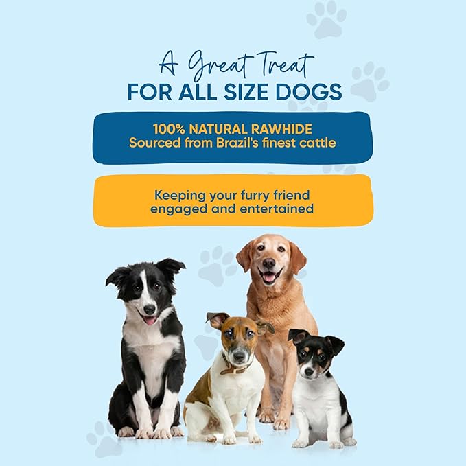 Dog Rawhide Bones: Rawhide Bones Chews 3-4" Premium Raw Hide Dog Bone, Free Range Grass Fed Cattle with No Hormones, Additives or Chemicals, Tasty Long Lasting Chews for Dogs, Pack of 15