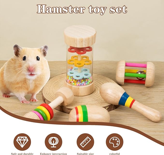 9 Pcs Wooden Bunny Toys,Bite-Resistant Guinea Pigs Toys,Safety Bunny Chew Toys,Multi-Colored Rabbit Teeth Grinding, for Hamsters Small Animals Playing Teeth Grinding Indoor Outdoor(Color)