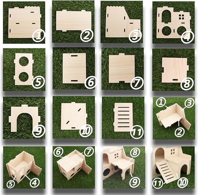 kcrygogo Large Hamster Maze Wood House Fun Slide House Double-Decker Hut Chew Toys for Bigger Syrian Hamsters Dwarf Gerbil Mouse Mice Rat Small Animals