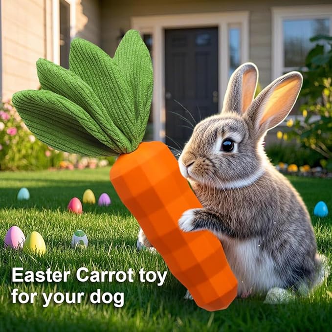 Dog Toy Squeaky Chew Toys for Aggressive Chewers Dog Easter Rubber Toy for Training and Cleaning Puppy Teething Toys Durable Interactive Tough for Puppy Medium