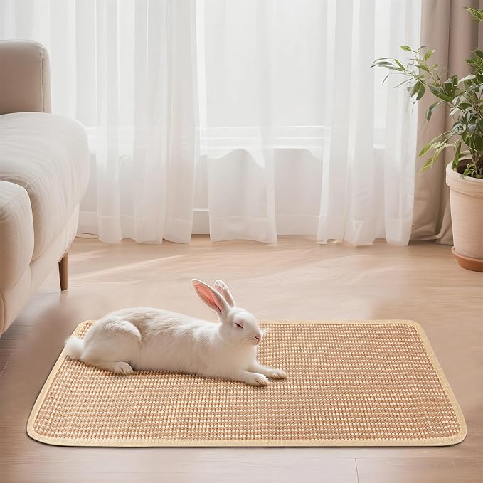 3 PCS Rabbit Scratching Mat, Natural Sisal Bunny Scratch Mat, Guinea Pig Bed Pad, Claws and Teeth Care Rabbit Chew Toys