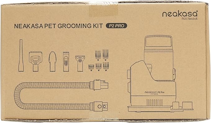 Neakasa P2 Pro Dog Cat Grooming Brush, Strong Vacuum Suction, 2L Large Capacity, Clippers Professional, Dog Grooming Kit for Thick Short Long Hair, Silent