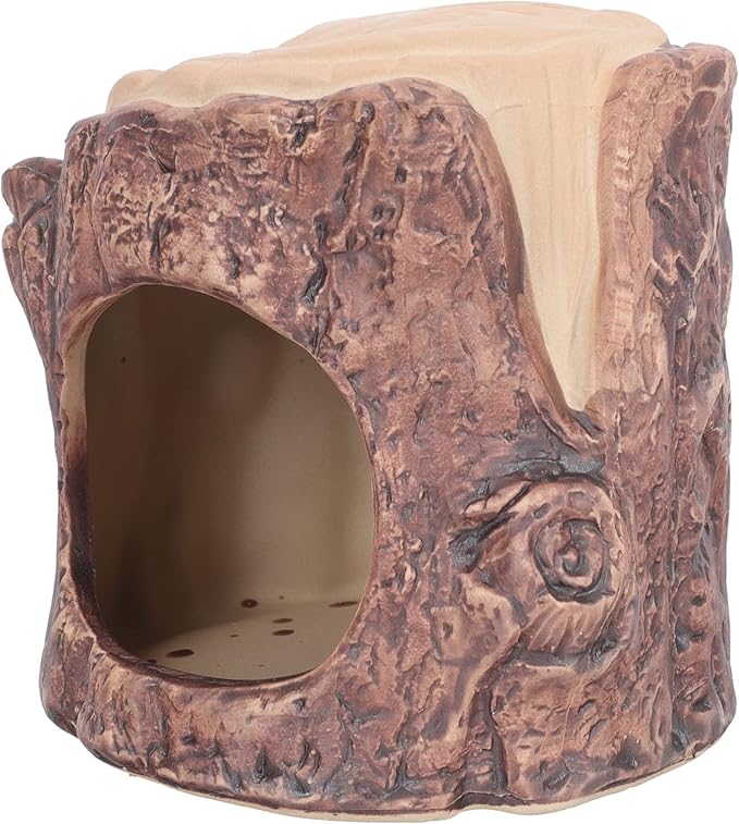 Yardwe Ceramic Hamster Nest - Stylish Forest Design Pet Hideout for Hamsters Rats and Gerbils, 4.52 X 4.52 X 4.33 Inch