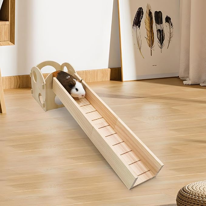 Wooden Guinea Pig Ramp for Cage, Hamster Platform, Hamster Ladder Toys, Bridge Accessories for Guinea Pig Cage, Cage Accessories for Guinea Pig, Hamster, Rats, Chinchillas, Squirrels