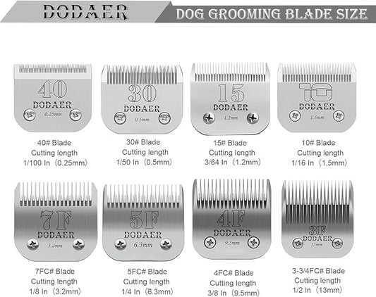 Detachable Pet Dog Grooming Blades of Stainless Steel,Compatible with Andis,Oster-A5,Wahl KM-10 Series,Size 10/30/40/7F/5F/4F/3F，7 Count