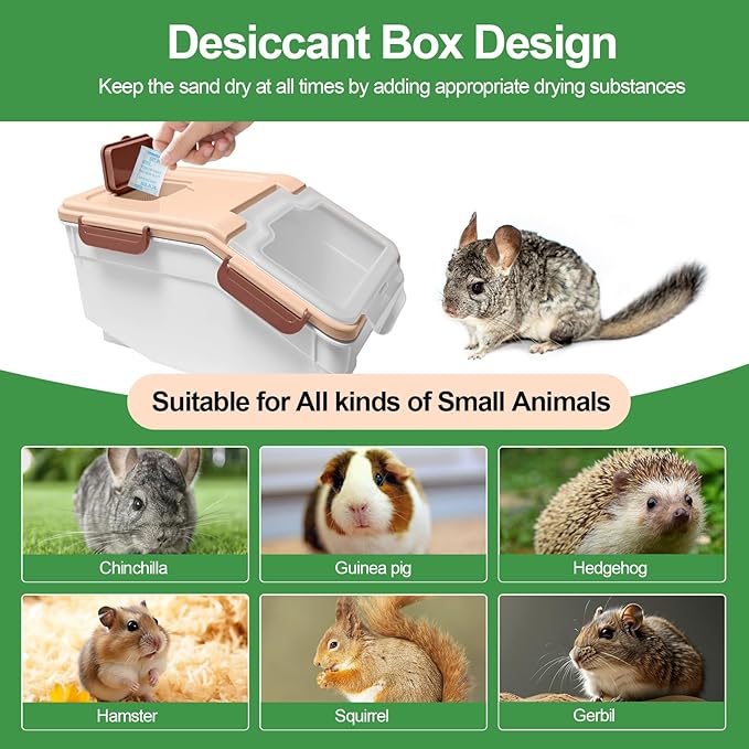 Large Chinchilla Sand Bath Container Kit Plastic Chinchillas Dust Bath House with Sand Cup and Sand Shovel Hamster Shower Room for Hedgehog Guinea Pig Squirrel and Other Small Animals（Pink）