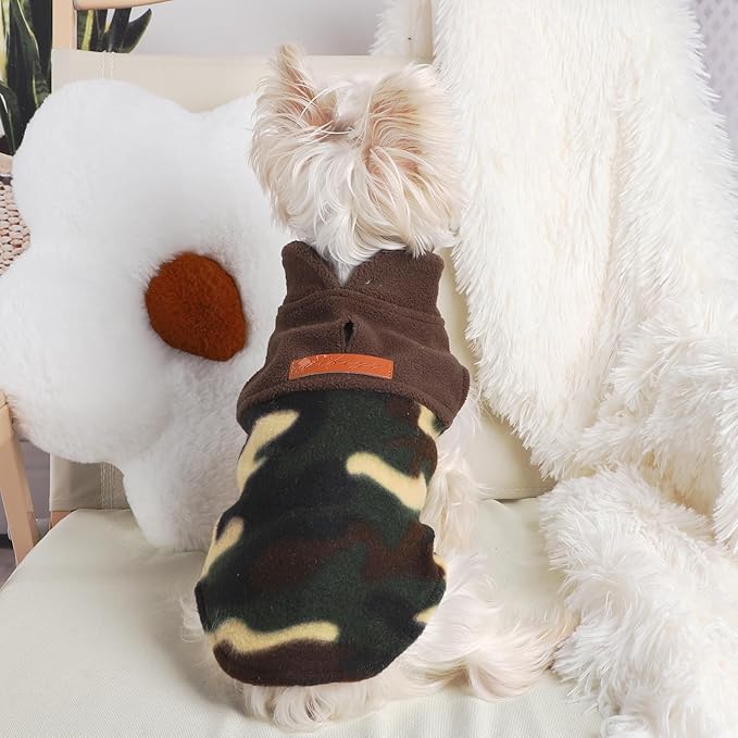 Dog Sweaters for Small Dogs Girl Boy Fleece Puppy Sweater Warm Soft Pet Holiday Clothes for Small Cats Dogs Chihuahua Sweatshirt, S, Camouflage