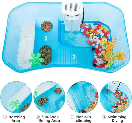 Turtle Tank Aquarium,Reptile Tank, Terrapin Lake with Platform Plants for Pet Reptile Habitat