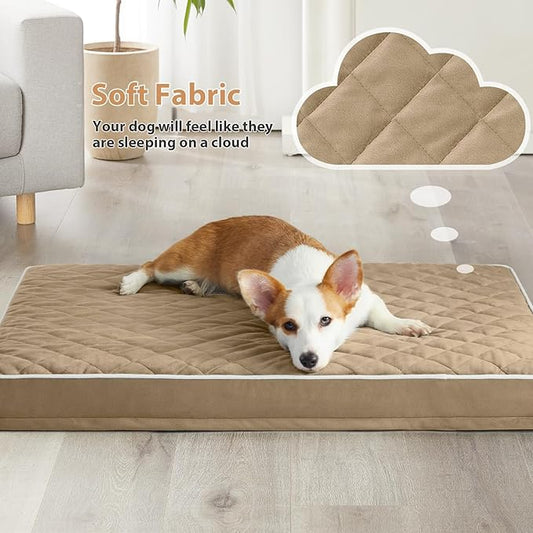 WNPETHOME Orthopedic XL Dog Beds Large Sized Dog, Waterproof Extra Large Dogs Bed with Removable Washable Cover, Multi-Needle Quilting Dogs Crate Bed