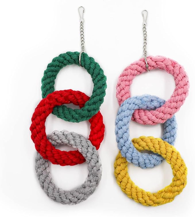 2 Pack Sugar Glider Hanging Three-Ring Climbing Toys, Colorful Sugar Glider Swing Toys, Sugar Glider Hamster Rats Toys, Cage Accessories for Sugar Glider Ferret Hamster Squirrel Chinchilla Parrots