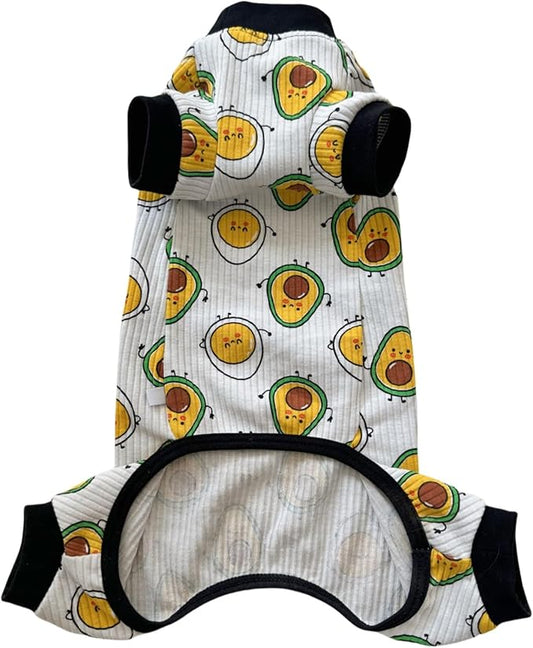Sphynx Cat Four Leg Cotton Pajamas Elastic Pet Clothes for Hairless Cats Surgery Recovery Suit Cat Undershirt Clothes for Sphynx, Devon, Cornish (Egg & Avocado, XL)