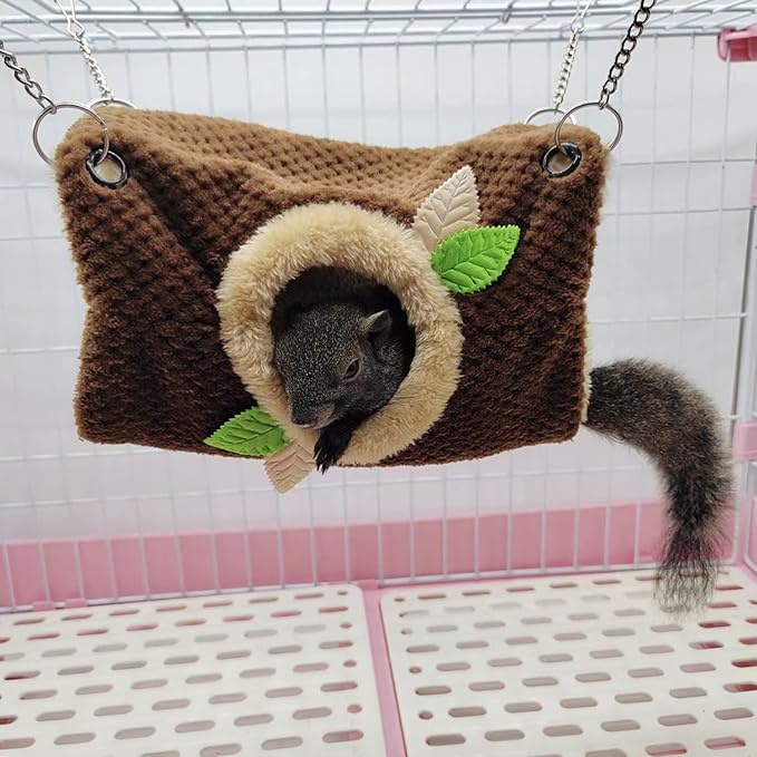 Small Animal Hammock, Hamster Hanging Bunkbed Hammock & Tunnel Warm Bed House Cage Nest Cage Hanging Tunnel and Hammock for Sugar Glider Squirrel Hamster Parrot Mice Chinchilla Flying Squirrel Rat