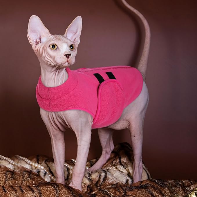 Queenmore Small Dog Sweater, Soft Fleece Vest Pullover Dog Jacket with Leash Hole, Warm Winter Dog Clothes Cold Weather Doggy Dachshund Sweaters for Small Dogs Cats Boy or Girl (Pink, S)