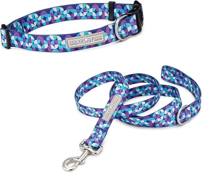 Lucky Love Dog - Adjustable Dog Collar and Leash Set with Easy Click Buckle for Small to Large Dogs, Durable, & Comfortable Collar for Male & Female Dogs, Puppies & Adult Ones - Jasper Combo, Medium