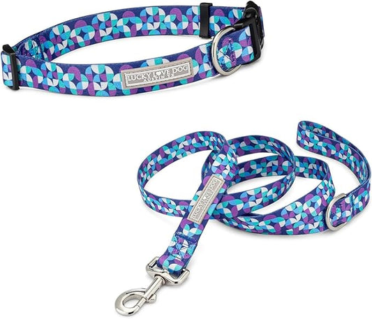 Lucky Love Dog - Adjustable Dog Collar and Leash Set with Easy Click Buckle for Small to Large Dogs, Durable, & Comfortable Collar for Male & Female Dogs, Puppies & Adult Ones - Jasper Combo, Large