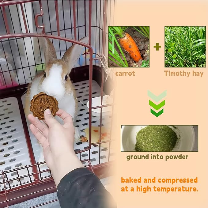36Pcs Bunny Chew Toys, Grinding Natural Carrot Grass Cake Treats for Rabbits Guinea Pigs Chinchillas Gerbils Hamsters Improves Dental Health(Carrot Rabbit GrassCake)