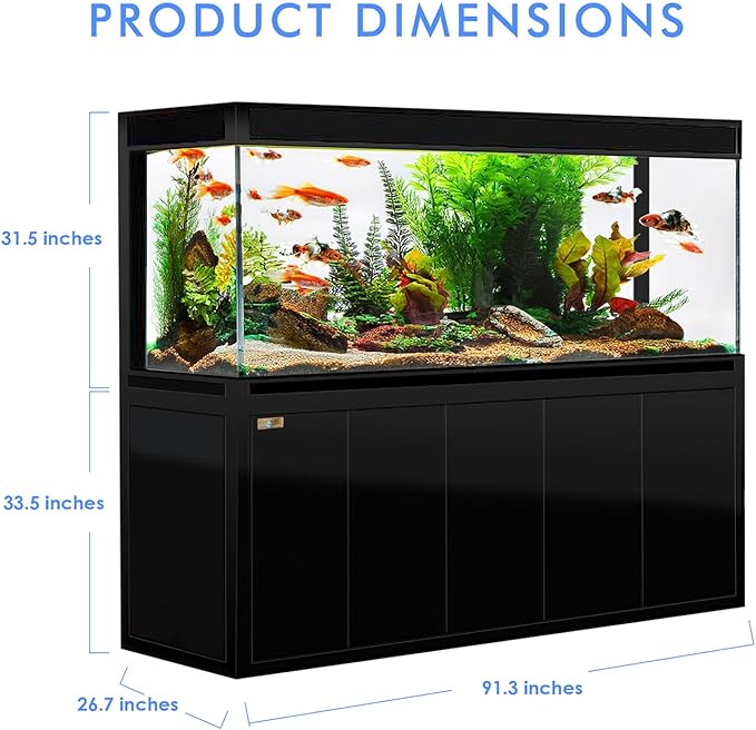 400 Gallon Aquarium Tempered Ultra-Clear Glass with Complete Setup All Black