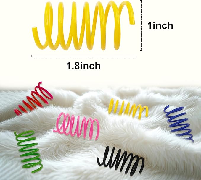 AGYM Colorful Plastic Spring Cat Toys, 90 Pack Spiral Springs for Indoor Cats to Swat, Bite, Hunt, Interactive Toys for Cats and Kittens