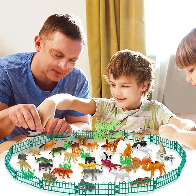 Animals Toys, 54PCS Wild Jungle Zoo Animal, Mini Animal Figures Set Gifts for Kids Boys Girls 8 Years Old