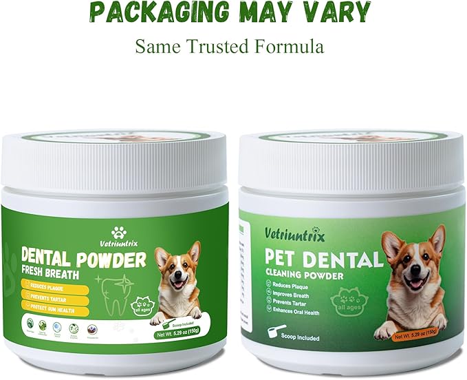 Dog Teeth Cleaning Powder, Dog Dental Powder for Teeth Cleaning and Dog Breath Fresh for Dogs with Probiotic & Tartar Remover, Plaque Off Dog Tooth Cleaning (80g)