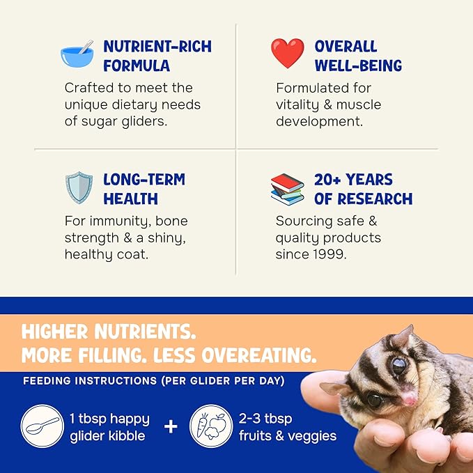 Happy Glider 1 lb 8 oz Bag of Nutrient Dense Premium Sugar Glider Food. Honey 'N Nectar
