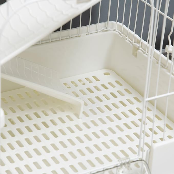 PawHut 4-Level Small Animal Cage Rabbit Hutch with Wheels, Removable Tray, Platform and Ramp for Bunny, Chinchillas, Ferret, White