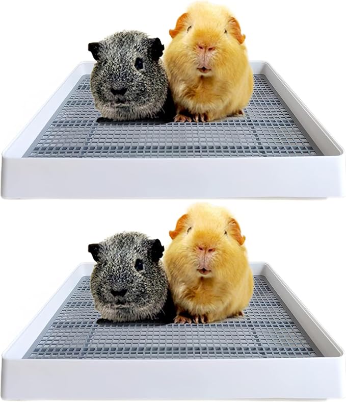PODOO Rabbit Large Litter Box, Guinea Pig Training Pan Cage with Toilet Tray, Ideal for Rats, Ferret, Bunny Small and Medium Animals (2Pcs x Medium)