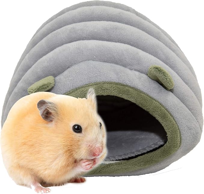 HLMOptimo Guinea Pig Hideout Bed Rabbit House Cave Accessories Cozy Hide-Out for Bunny Hedgehog Ferret Chinchilla&Other Small Animals (Grey, Caterpillar)