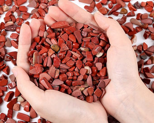 QINJIEJIE 0.9Lbs Red Jasper Plants Rocks Vase Filler Aquarium Small Gravel Decorative Stones Terrarium Pebbles Fish Tank Decorations Bulk Polished Crystal Chips Landscaping Sand for Garden