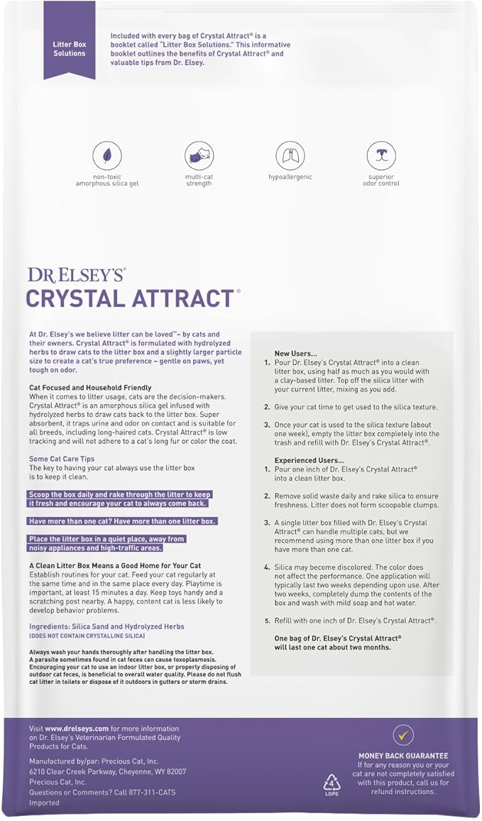 Dr. Elsey's Crystal Attract Silica Cat Litter, 8lbs