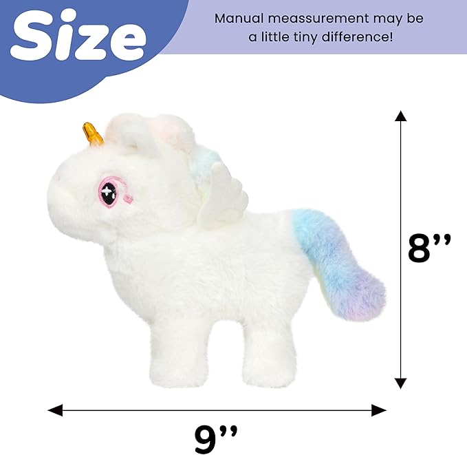 Hopearl Walking Unicorn with Glowing Horn Interactive Electronic Pet Plush Unicorn Toy with Sounds and Movements Animated Gift for Toddlers Birthday, White, 7''