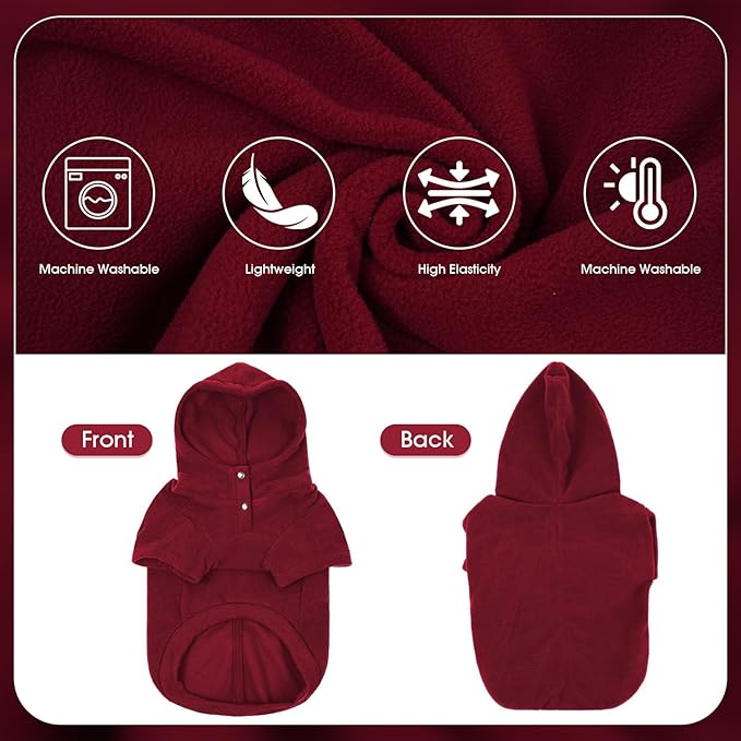 IDOMIK Dog Hoodie Sweater with Leash Hole, Warm Dog Fleece Sweater with Hood, Soft Pullover Dogs Fleece Vest for Fall Winter, Pet Sweatshirt Clothes for Poodle French Bulldog Labrador,Red,3XL