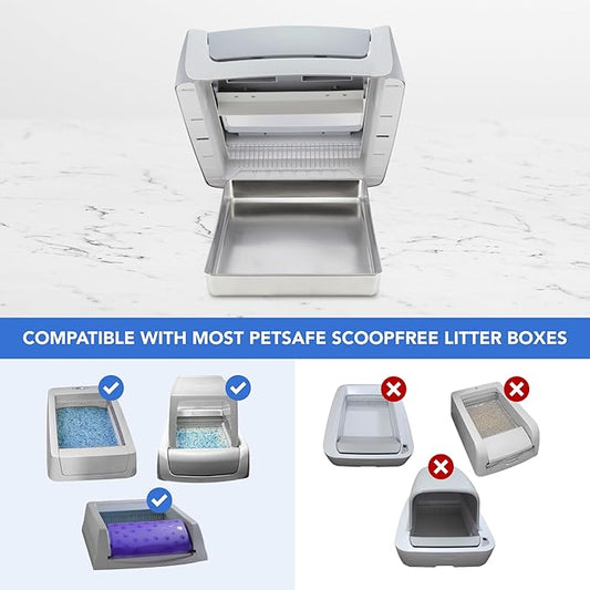Upgraded Stainless Steel Reusable Litter Tray Compatible with PetSafe Scoop-Free Self-Cleaning Cat Litter Boxes – Deeper Waste Section & Enhanced Odor Control