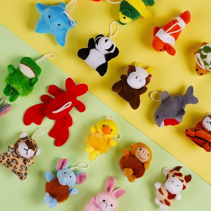 56 Pack Mini Plush Animals Toys Bulk, Small Stuffed Ocean Animal Toy Set, Keychain Decoration for Claw Machine, Birthday Party Favor, Goodie Bag Fillers, Valentines Classroom Prize Box, School Reward