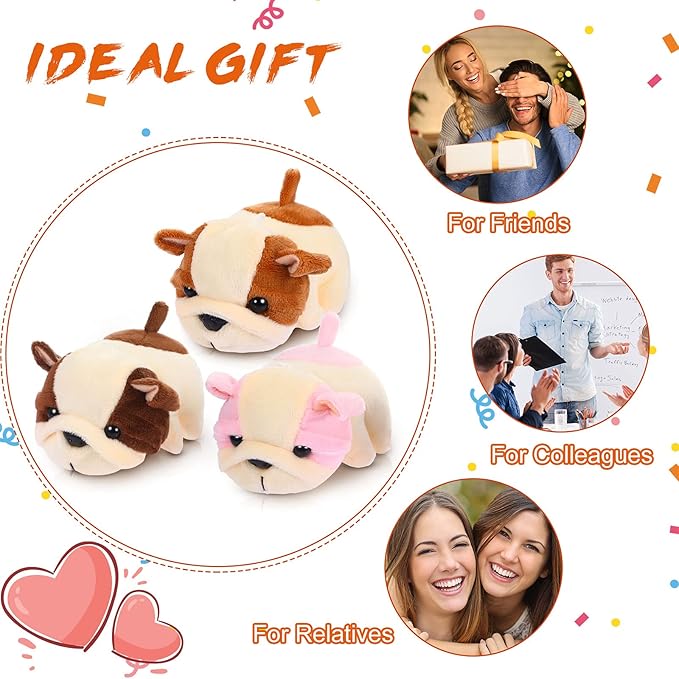 Sumind 9 Pcs 4" 5" Mini Plush Stuffed Dog Party Favor Small Puppy Stuffed Animal Bulk Soft Toy Doll Cute for Kids Gift Graduation Stocking Stuffers Baby Shower Birthday(Fluffy Puppy)